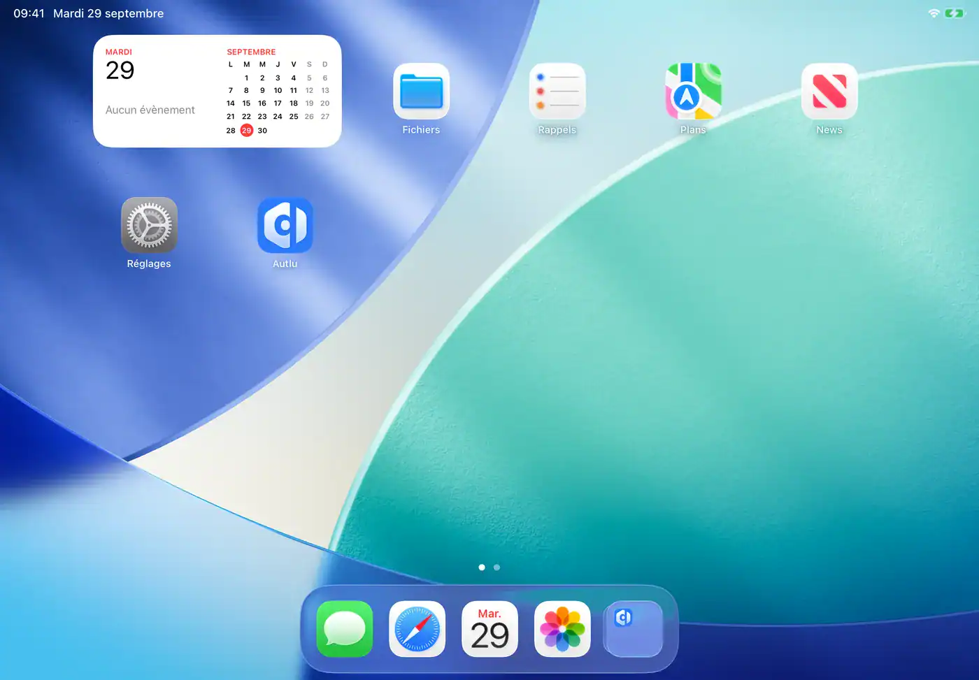 Écran d'accueil d'un iPad avec l'icône de l'application Autlu