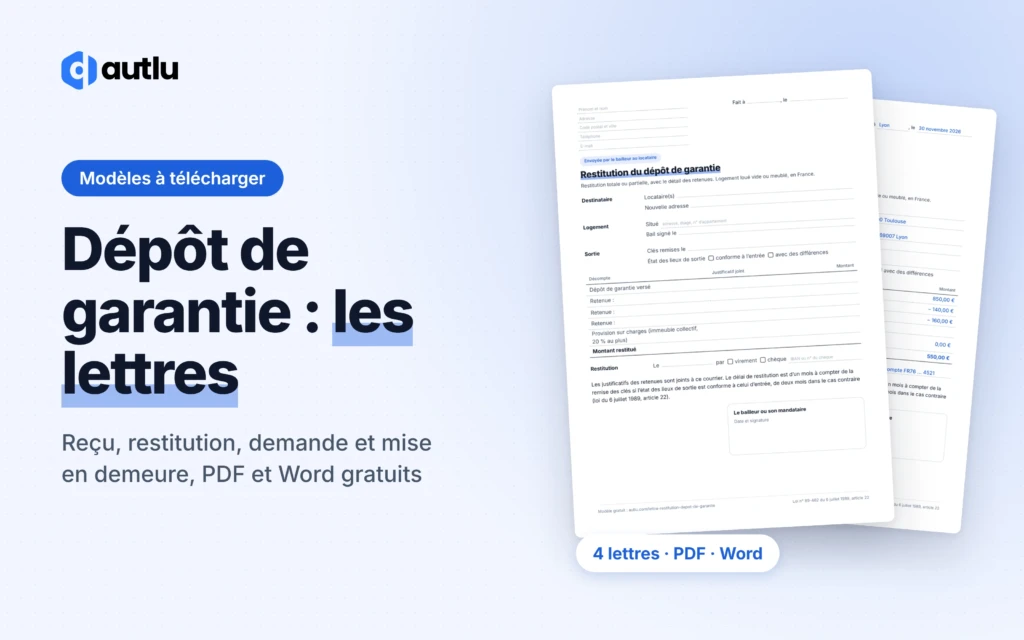 Lettres pour le dépôt de garantie : aperçu de la lettre de restitution vierge et de l'exemple rempli