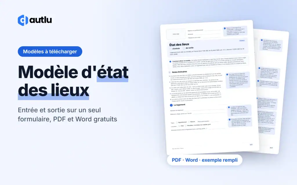 Modèle d'état des lieux : aperçu du modèle vierge et de l'exemple rempli, PDF et Word